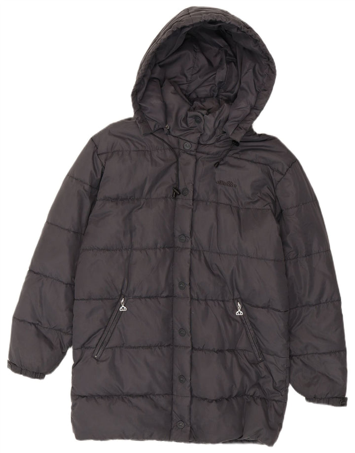 Ellesse Dame Hætte Oversized Polstret Frakke UK 6 XS Grå Nylon