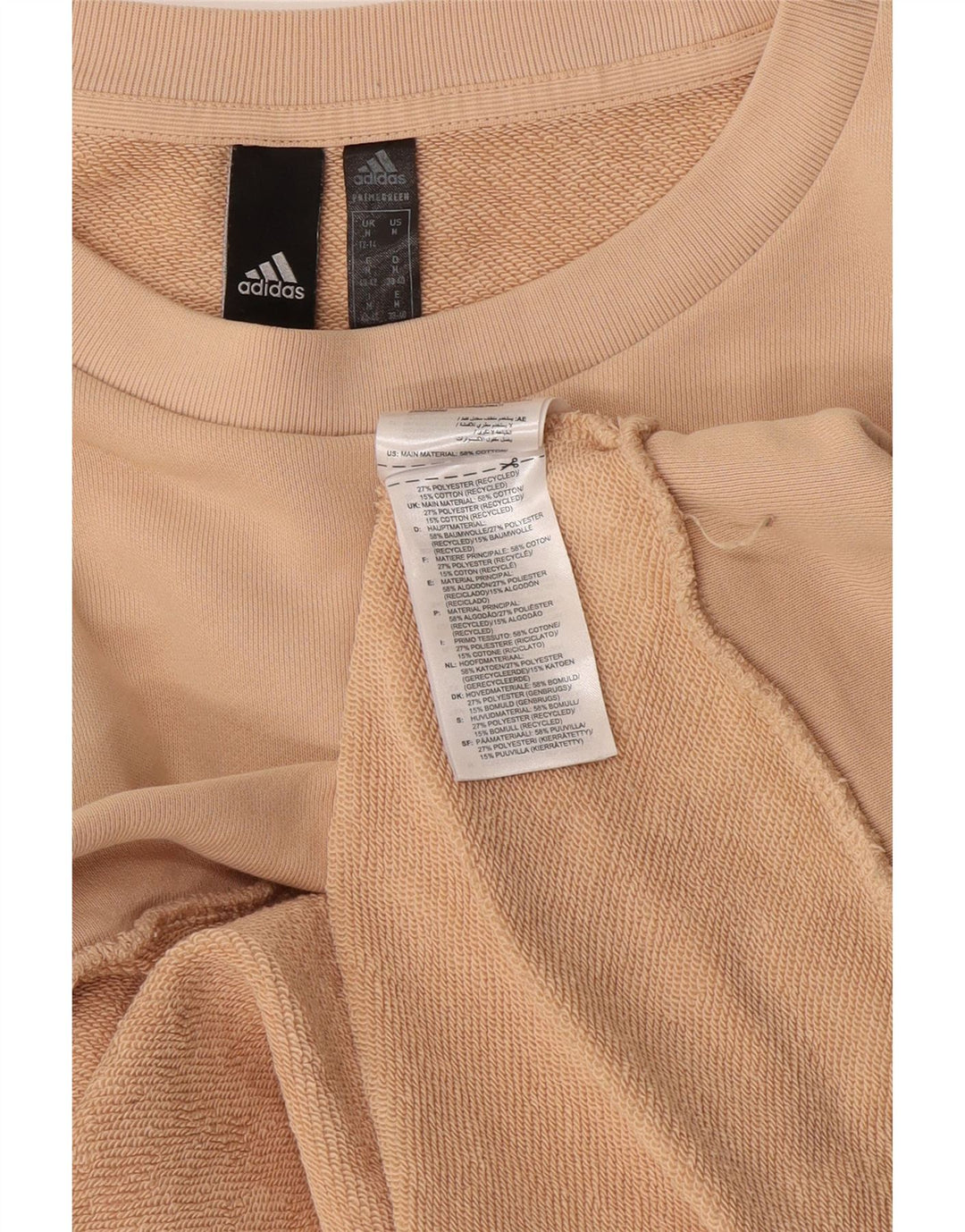 Adidas Dame Grafisk Oversized Sweatshirt Jumper UK 12/14 Medium Beige