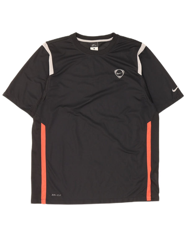 Nike Herre Dri Fit T-Shirt Top UK 42/44 Stor sort Colourblock Polyester