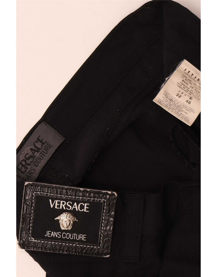 Versace lige fritidsbukser til kvinder W32 L31 sort polyamid