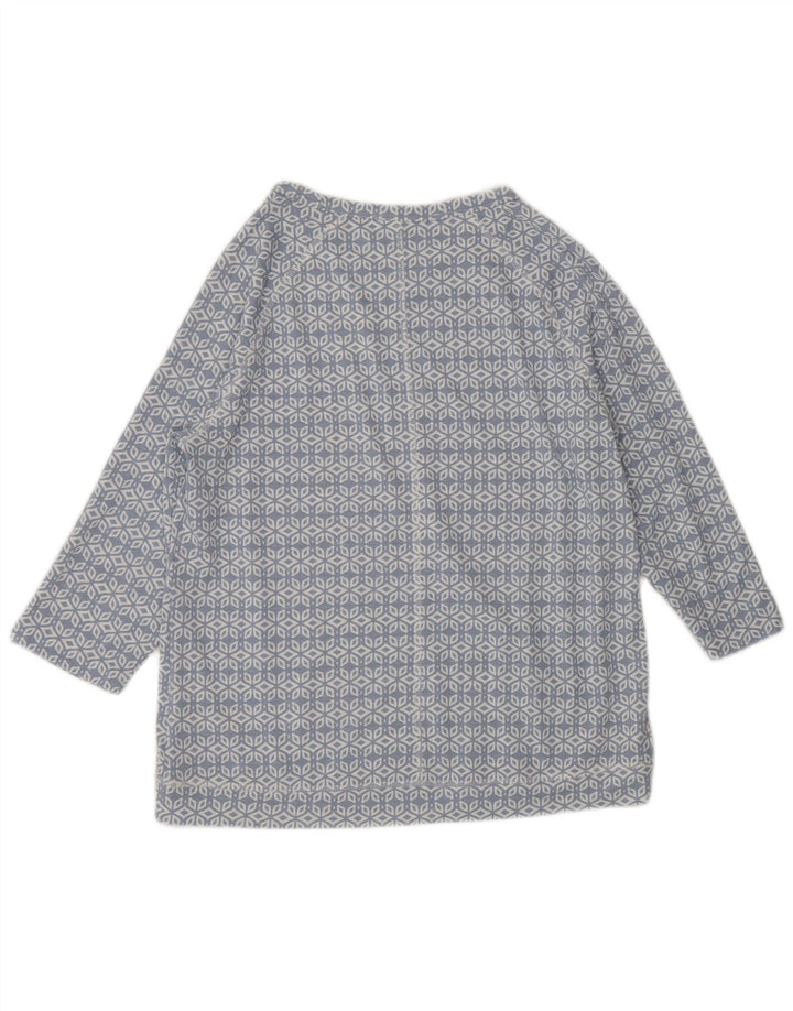 MARKS & SPENCER Dame Top 3/4 ærmer UK 12 Medium Blå Geometrisk