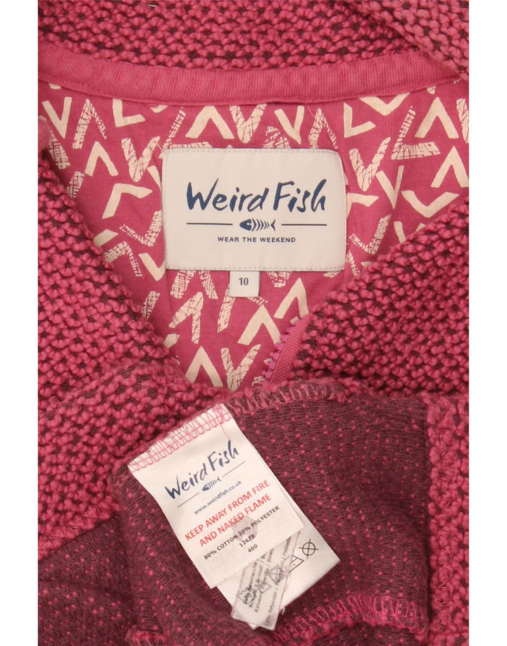 Weird Fish Womens Zip Neck Sweatshirt Jumper UK 10 Small Pink Flecked