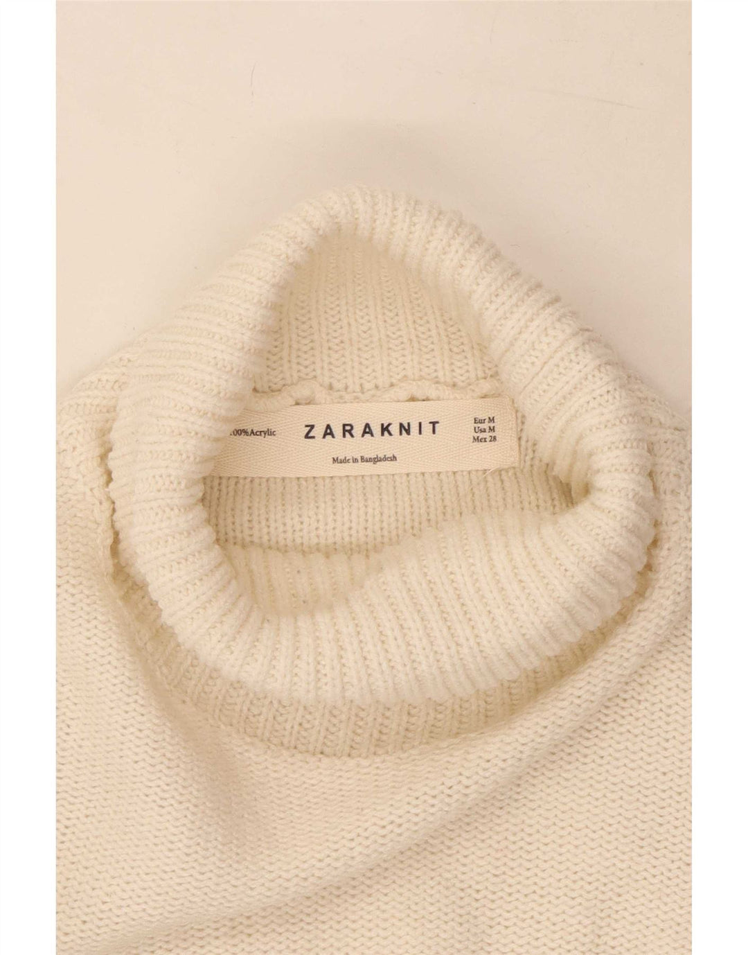 Zara Dame Rullehals Sweater UK 14 Medium Off White
