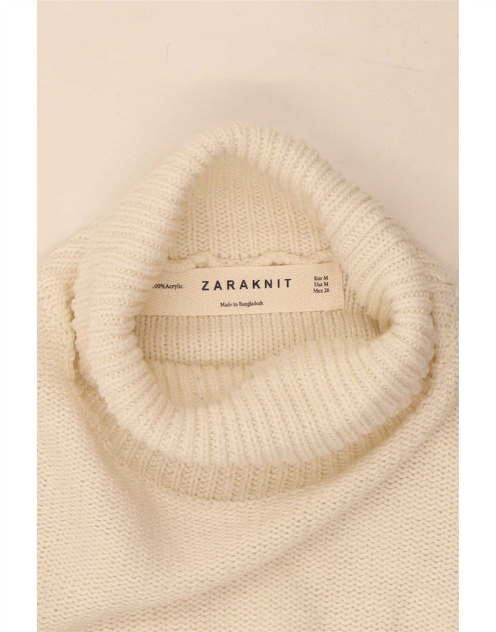 Zara Dame Rullehals Sweater UK 14 Medium Off White