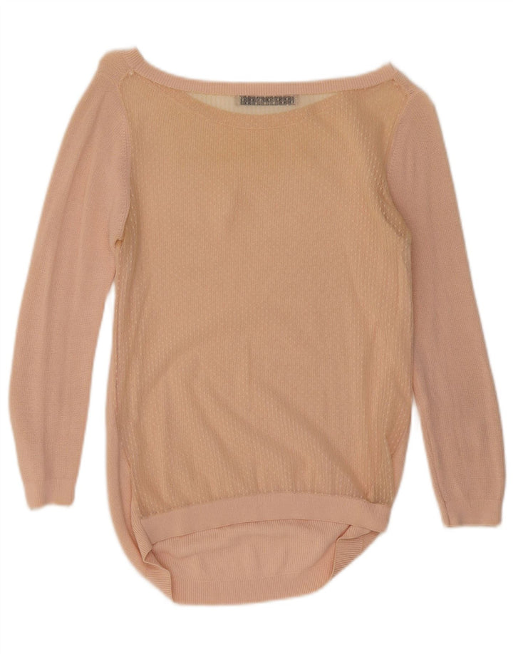 ZARA Dame Boat Neck Jumper Sweater UK 10 Small Pink