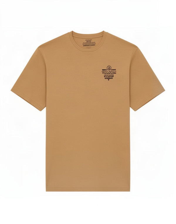Volcom Herre Modern Fit Grafisk T-Shirt Top 2XL Beige Bomuld