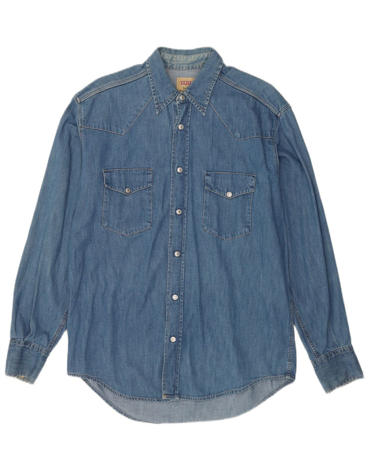 Sisley Herre Denim Shirt Medium Blue Bomuld