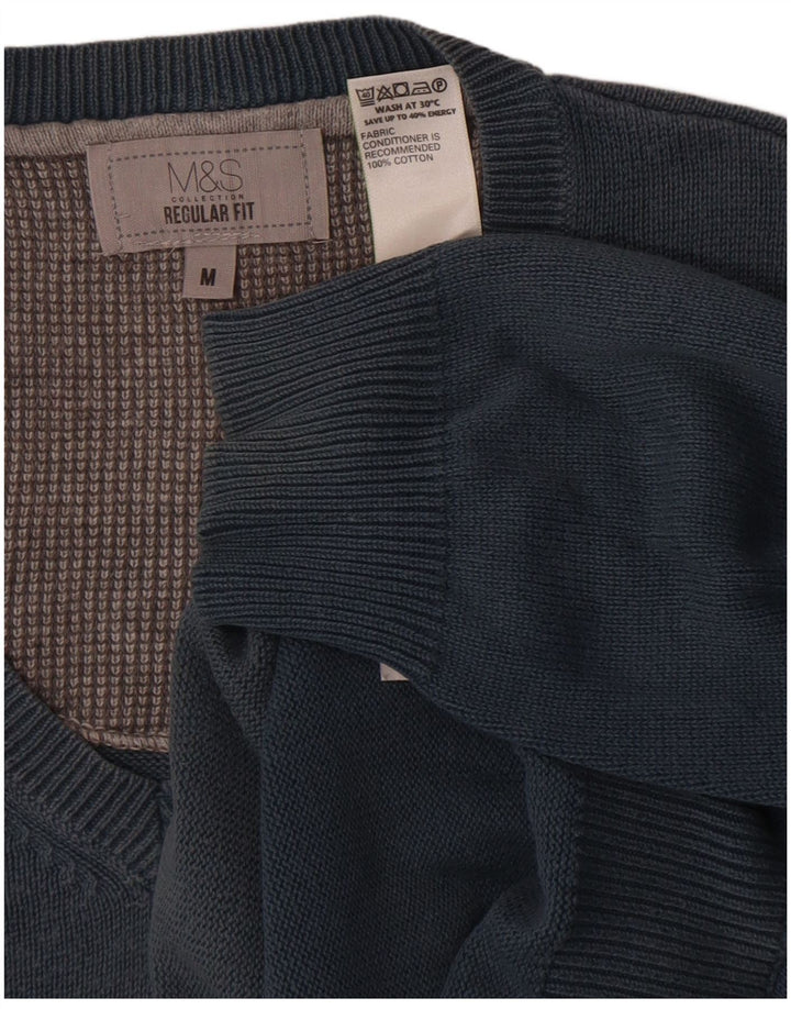 Marks & Spencer Herre Regular Fit V-hals sweater mellemblå bomuld