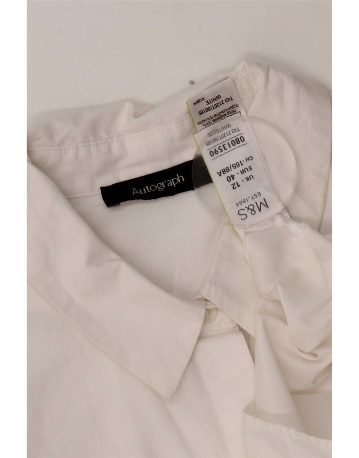 Marks & Spencer Womens Autograph Shirt Bluse UK 12 Medium White Bomuld