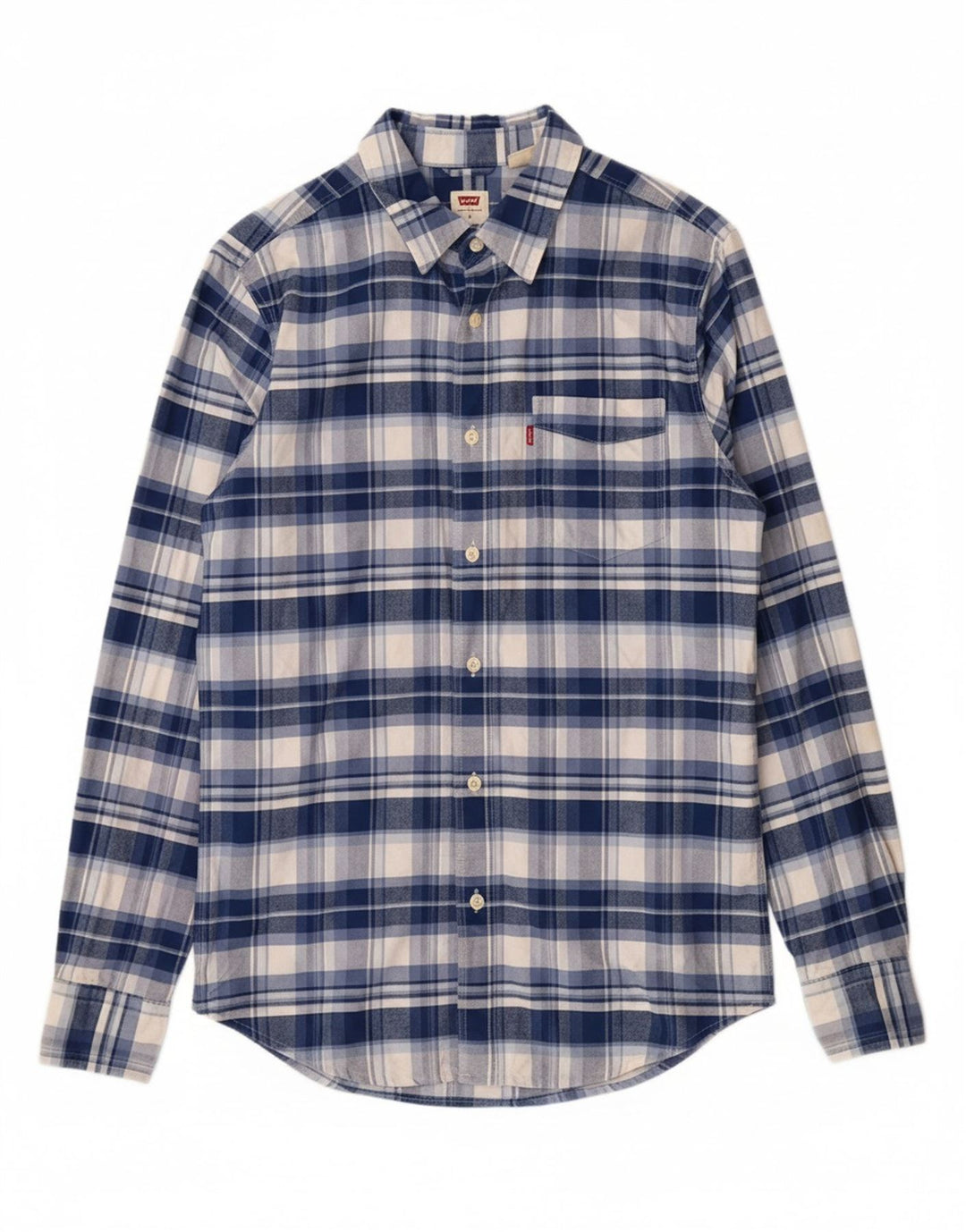 LEVI'S Mens Standard Flannel Shirt Small Blue Check Cotton