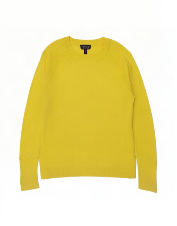 Topshop Dame Oversized Crew Neck sweater UK 8 Small Yellow Viscose