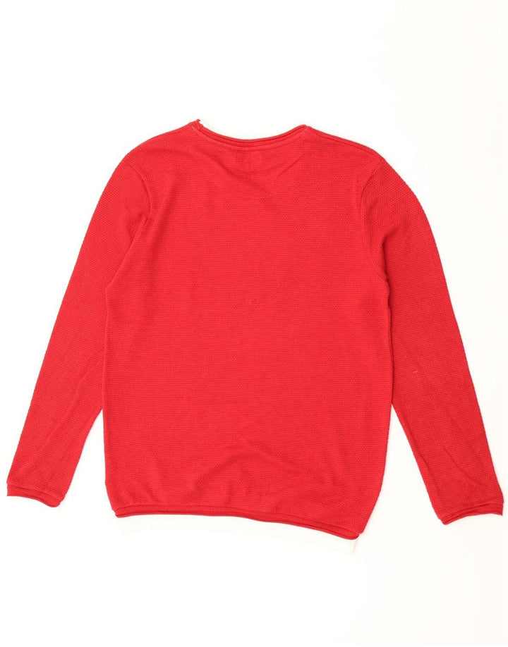 Zara Herre trøjetrøje med rund hals Medium Rød Colourblock Bomuld