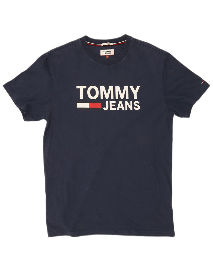 TOMMY HILFIGER Herre Regular Fit grafisk T-shirt Top Lille marineblå bomuld