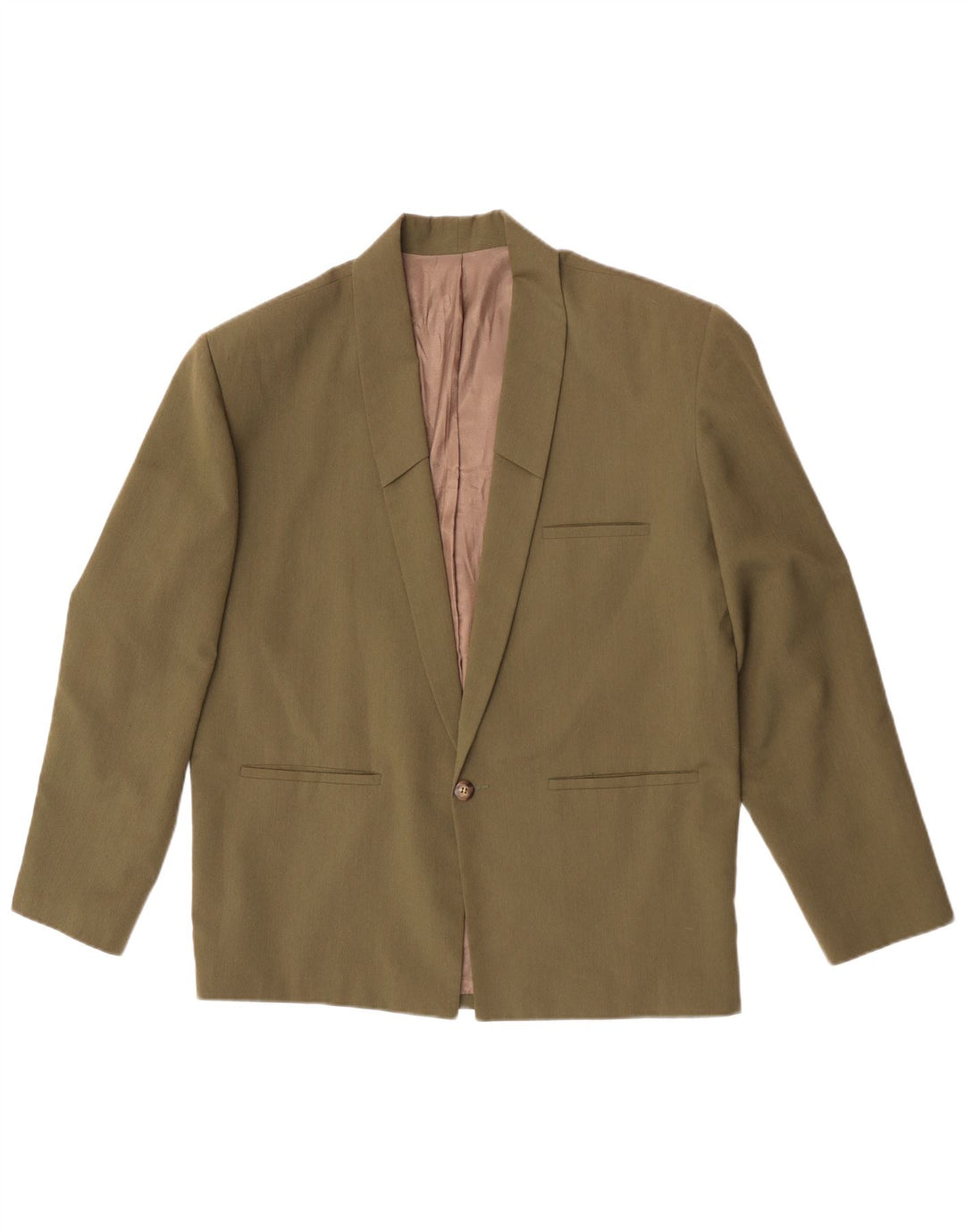 Vintage blazerjakke til mænd med 1 knap UK 38 Medium Khaki Polyester