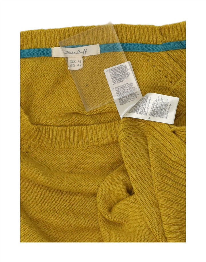 WHITE STUFF Womens Oversized Boat Neck Jumper Sweater UK 16 Large Yellow Vintage White Stuff and Second-Hand White Stuff from Messina Hembry 