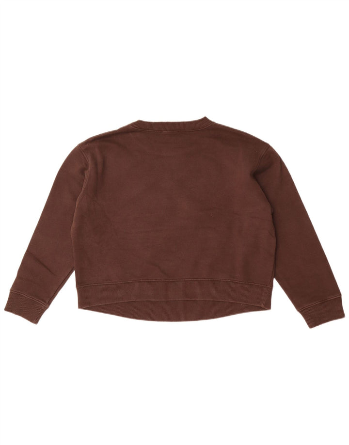 Zara Womens Crop Graphic Oversized Sweatshirt Jumper UK 10 Small Brown