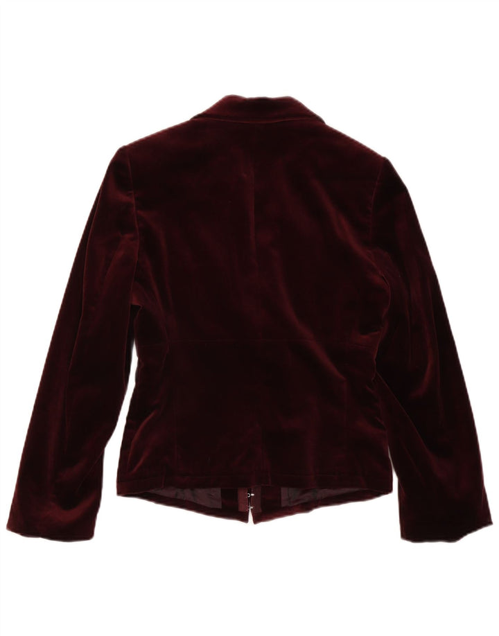 Isabel De Pedro Dame Crop 3/4-ærmet blazerjakke UK 10 Small Maroon
