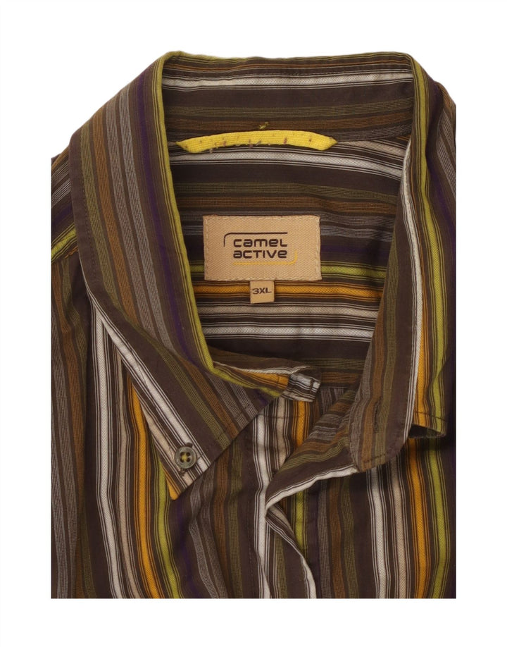 CAMEL ACTIVE Mens Shirt 3XL Brown Striped Cotton
