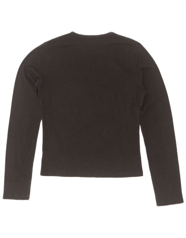 Onyx Dame Crop Top Langærmet UK 14 Stor Sort Bomuld