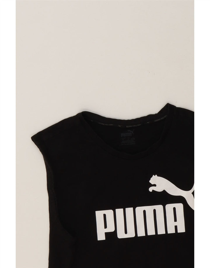 PUMA Womens Graphic Vest Top UK 14 Medium Black Vintage Puma and Second-Hand Puma from Messina Hembry 