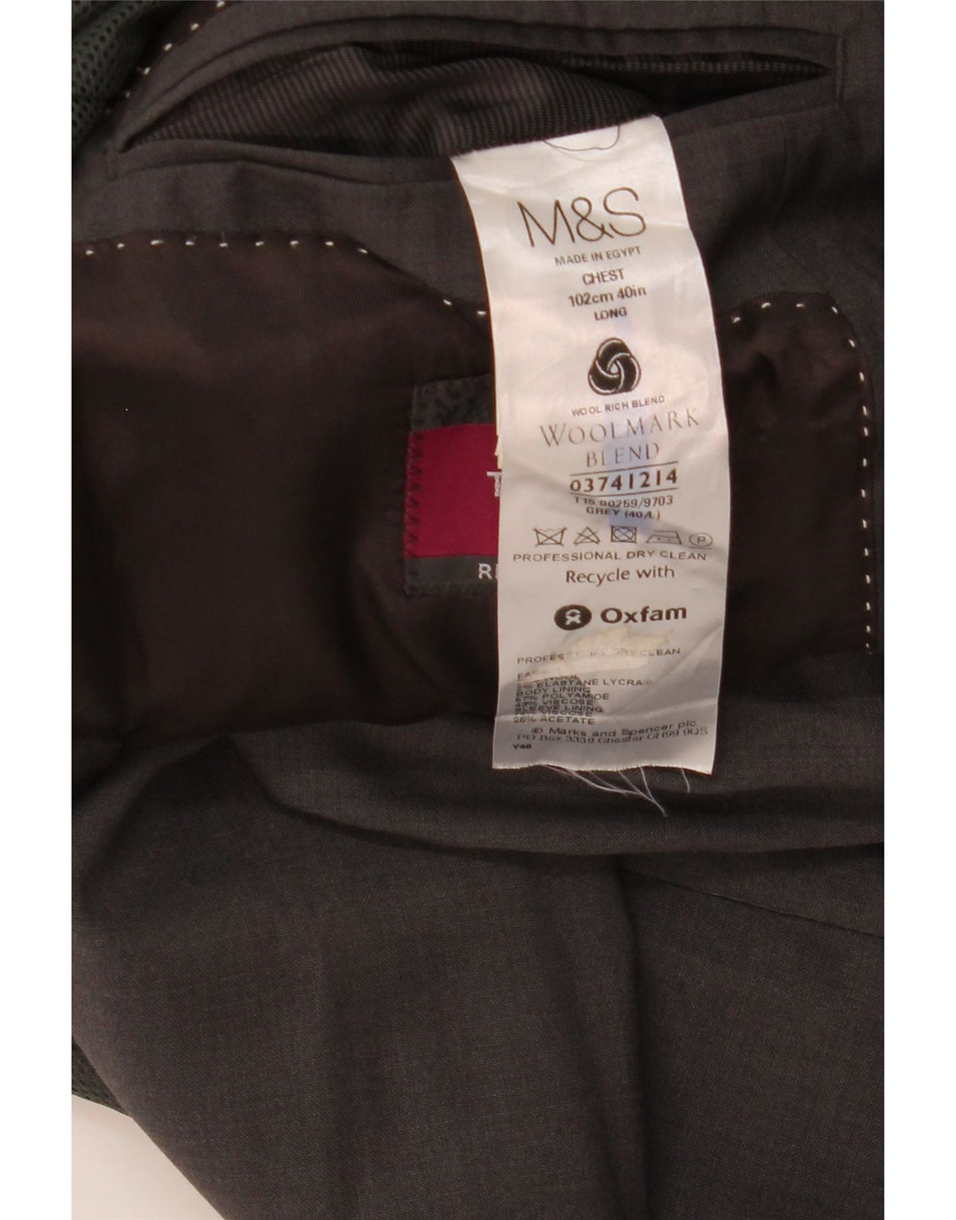 Marks & Spencer Herre 2-knaps blazerjakke UK 40 Medium Grey Wool