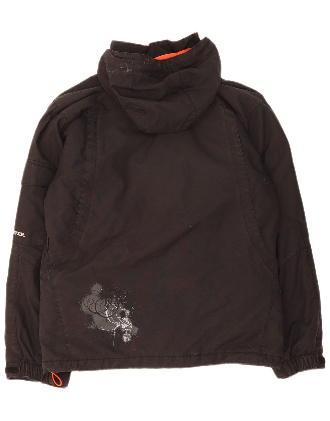 QUIKSILVER Boys Hooded Windbreaker Jacket 13-14 Years Black Polyamide