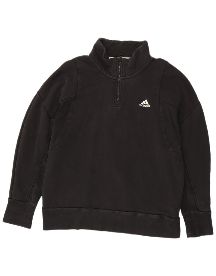 Adidas Sweatshirt med lynlås til mænd, stor sort bomuld