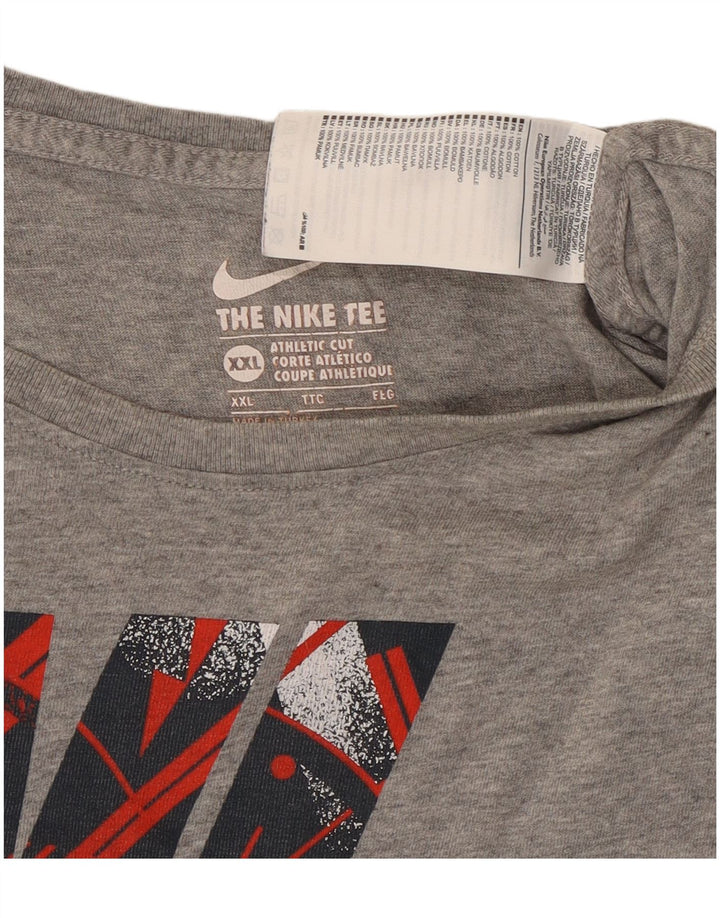 Nike Herre Athletic Cut Grafisk T-Shirt Top 2XL Grå Bomuld