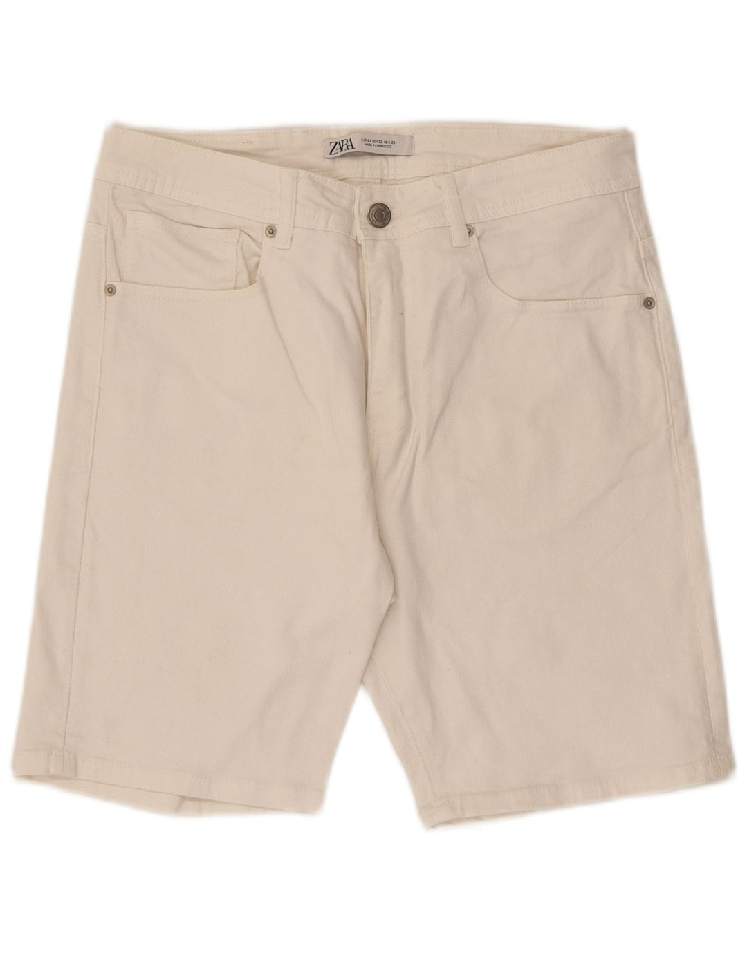 Zara Herre Denim Shorts EU 42 Large W32 Hvid Bomuld