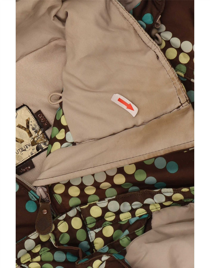 Roxy vindjakkejakke med hætte til kvinder UK 18 XL Brun geometrisk polyester