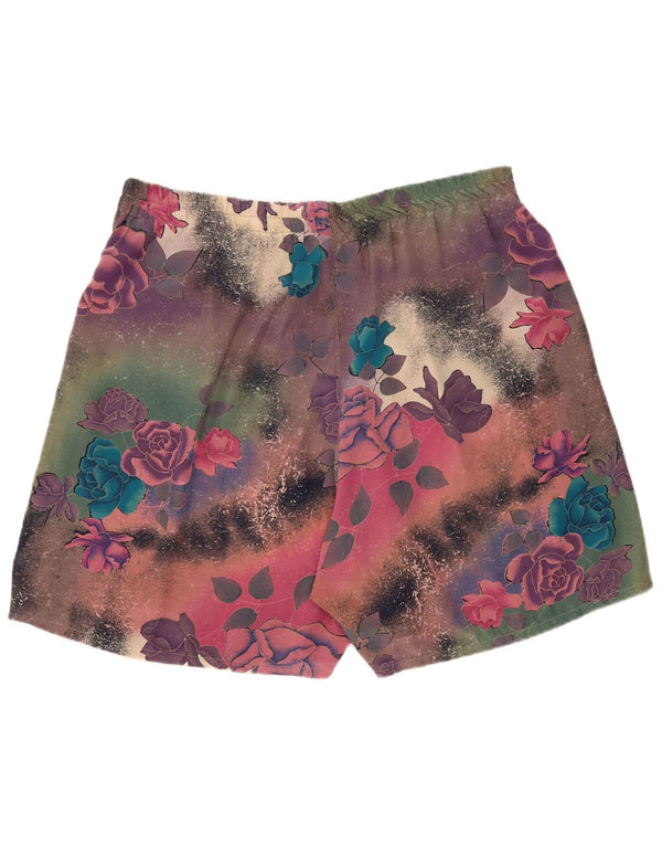 Vintage højtaljede chinoshorts til kvinder W38 XL Flerfarvet blomstersilke