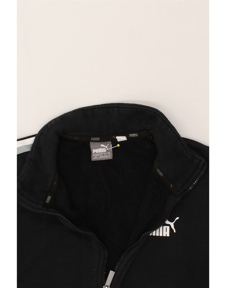 PUMA Womens Oversized Graphic Tracksuit Top Jacket UK 10 Small Black Vintage Puma and Second-Hand Puma from Messina Hembry 