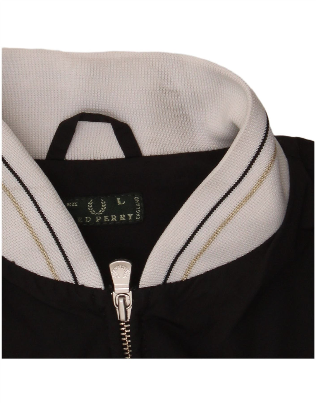 Fred Perry Womens træningsdragt topjakke UK 16 Large Black Colourblock Bomuld