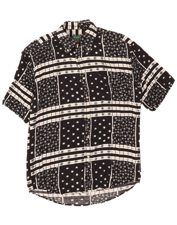 Nanuk Kortærmet Herreskjorte Medium Sort Floral Viscose