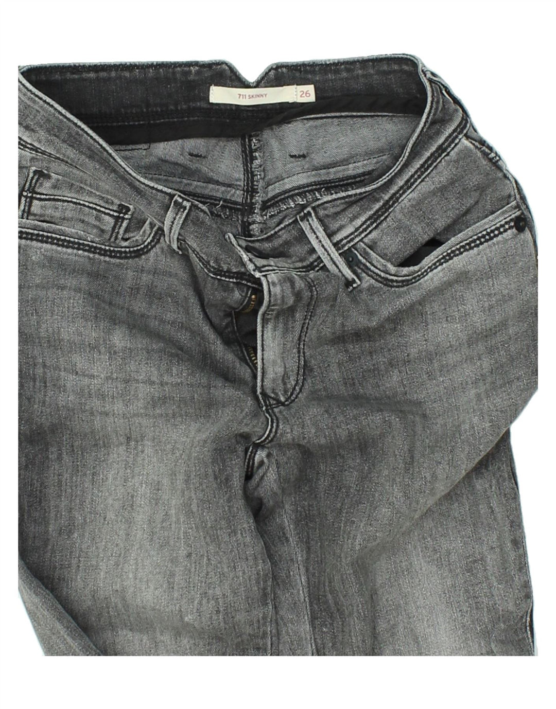 LEVI'S Womens 711 Skinny Jeans W26 L27 Grey Cotton Vintage Levi's and Second-Hand Levi's from Messina Hembry 
