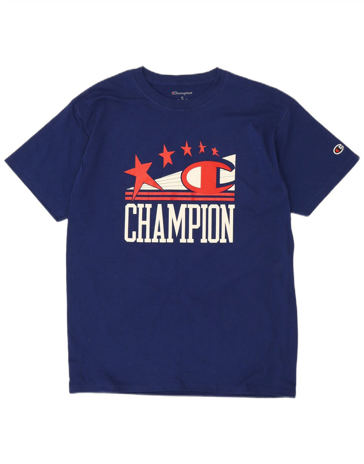 CHAMPION Herre grafisk T-shirt Top Medium Navyblå Bomuld