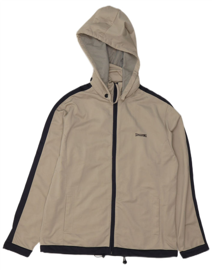 SPALDING Mens Zip Hoodie Sweater Large Grey Colourblock Polyester