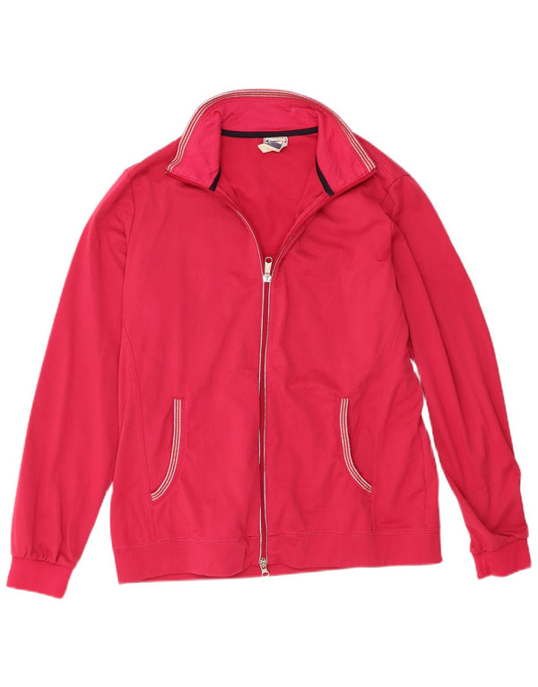 Champion Womens Easy Fit Tracksuit Top Jacket UK 14 Large Pink Polyester