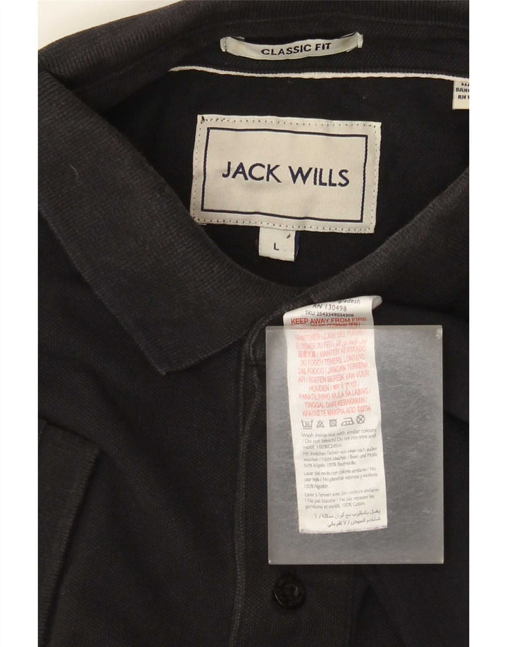 Jack Wills Herre Classic Fit Polo Shirt Stor sort bomuld