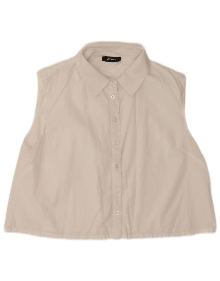 Max & Co. Womens Crop ærmeløs skjortebluse UK 12 Medium White