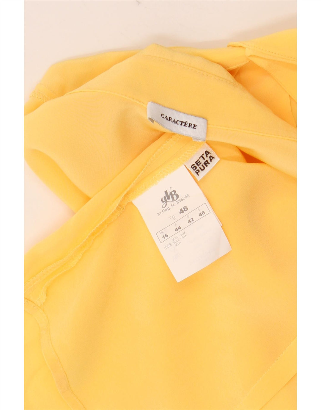 Caractere Dame Shirt Bluse UK 16 Large Yellow Silk