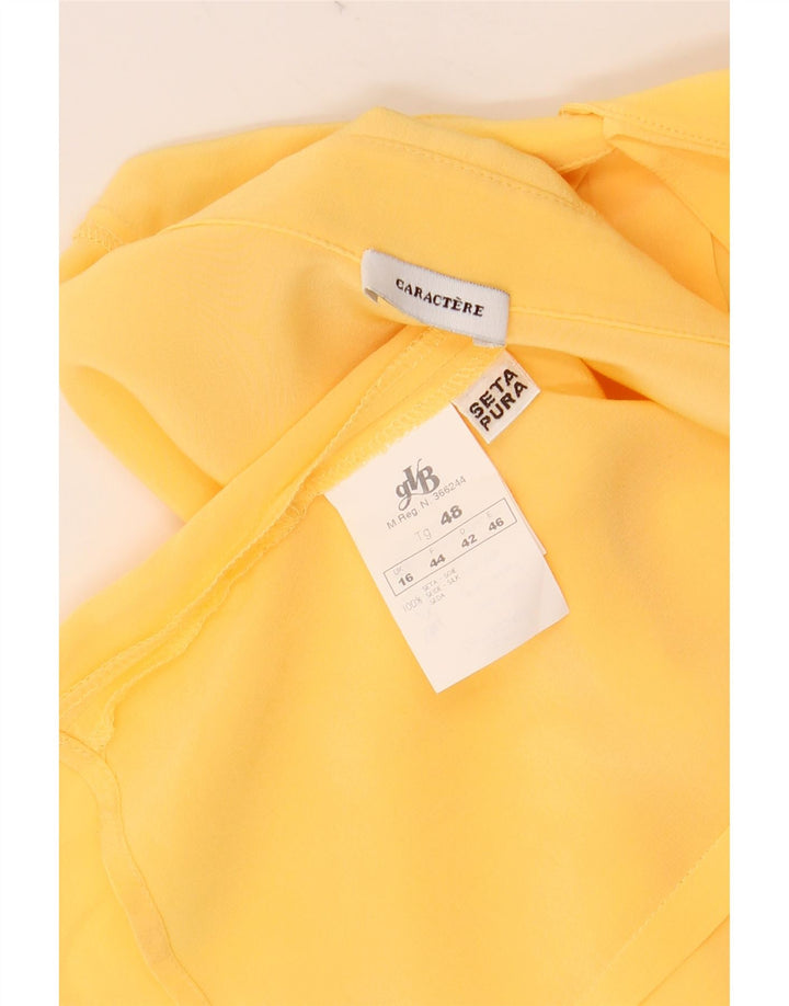 Caractere Dame Shirt Bluse UK 16 Large Yellow Silk