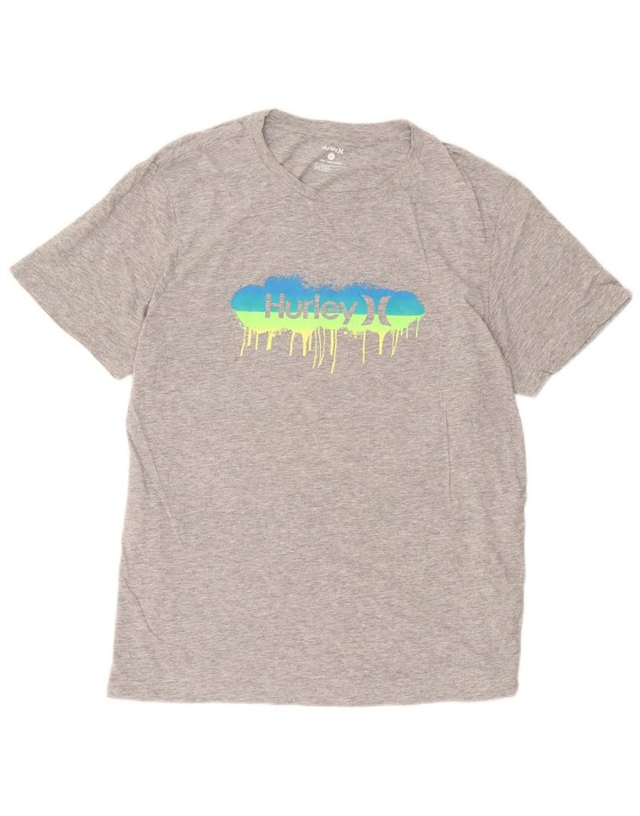 Hurley Herre Grafisk T-Shirt Top Stor Grå Bomuld