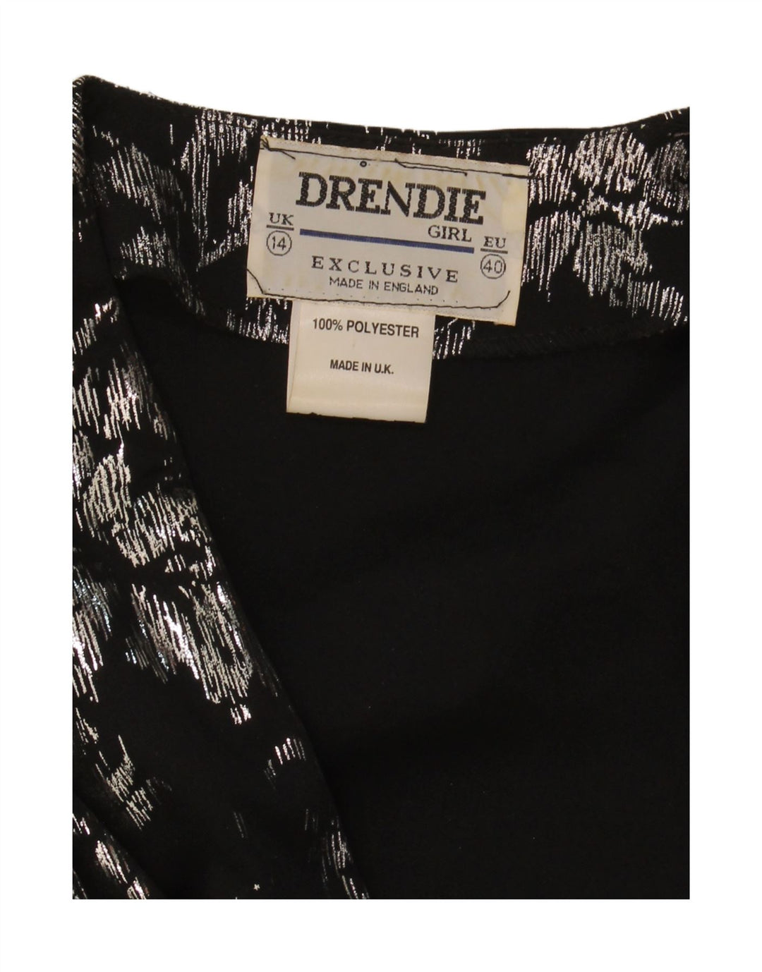 VINTAGE Womens Long Sleeve Blouse Top UK 14 Large  Black Floral Polyester Vintage Vintage and Second-Hand Vintage from Messina Hembry 
