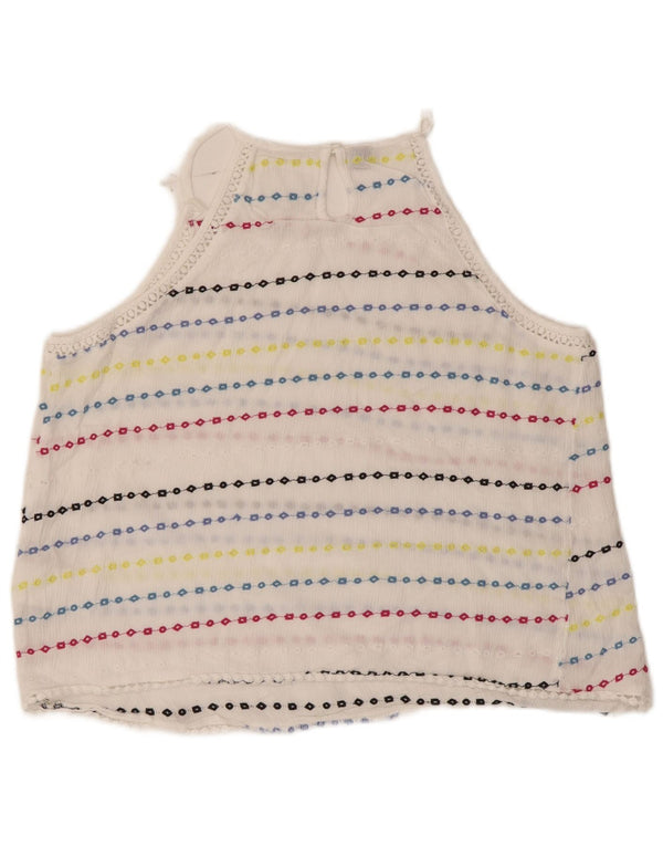 Superdry Womens Crop Halter Top UK 10 Lille hvid stribet viskose