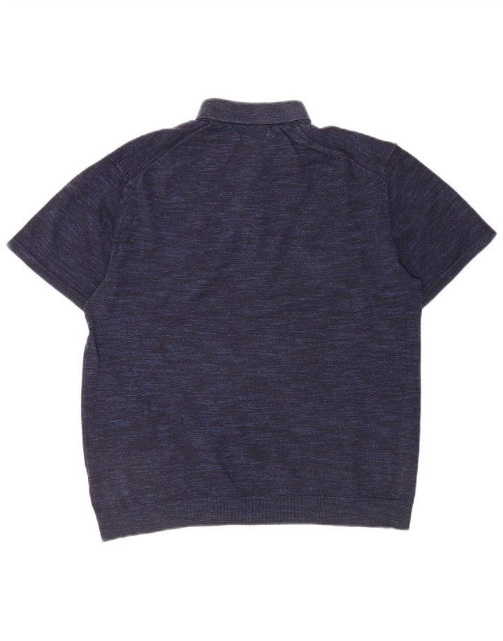 Marks & Spencer Herre Kortærmet Polo Shirt Large Navy Blue Flecked