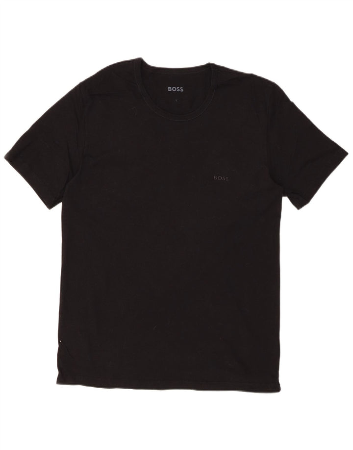 HUGO BOSS Herre T-Shirt Top Stor Sort Bomuld