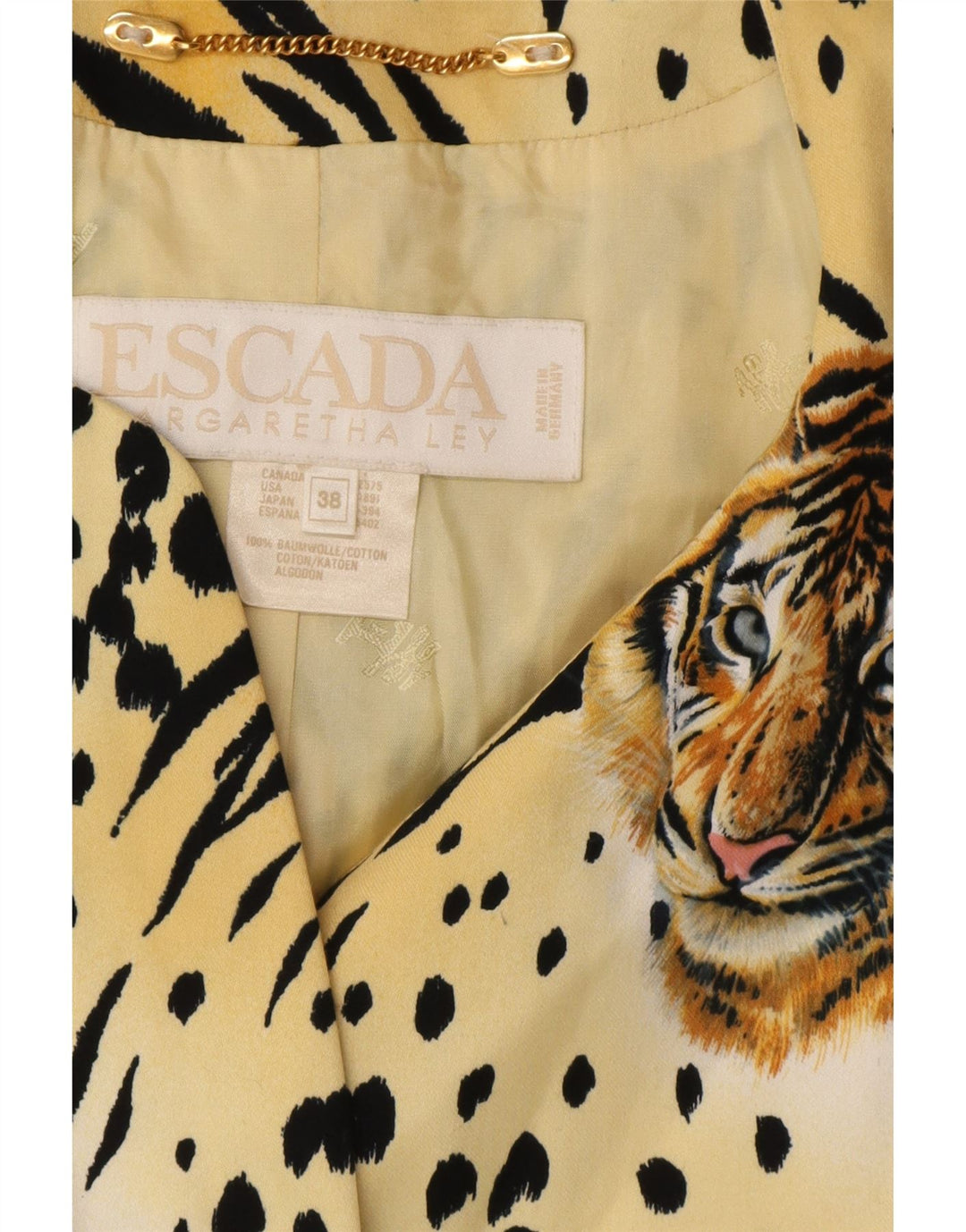 Escada kortærmet blazerjakke til kvinder EU 38 Medium Yellow Designer