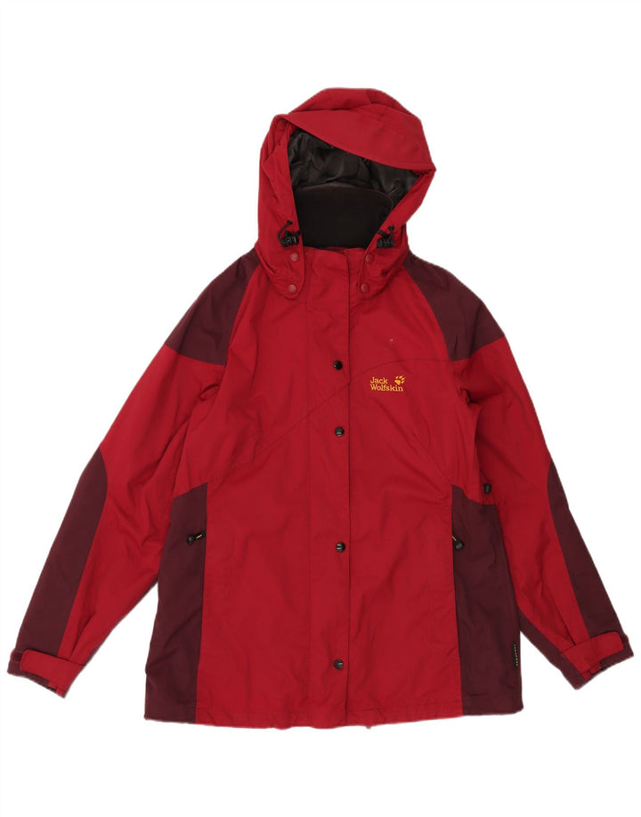 JACK WOLFSKIN Windbreaker-jakke til kvinder UK 12/14 Medium Red Colourblock