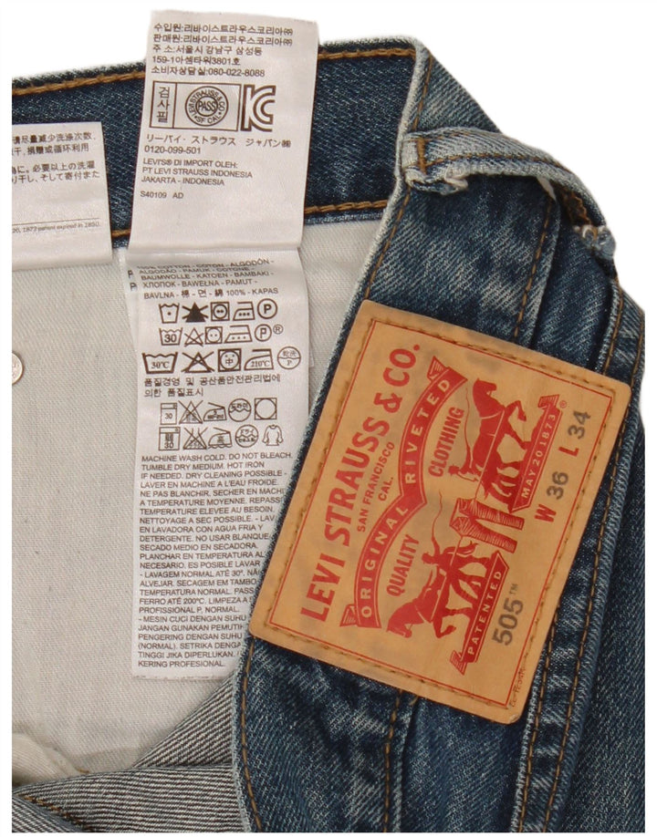 Levi's Herre 505 Straight Jeans W36 L34 Blå Bomuld